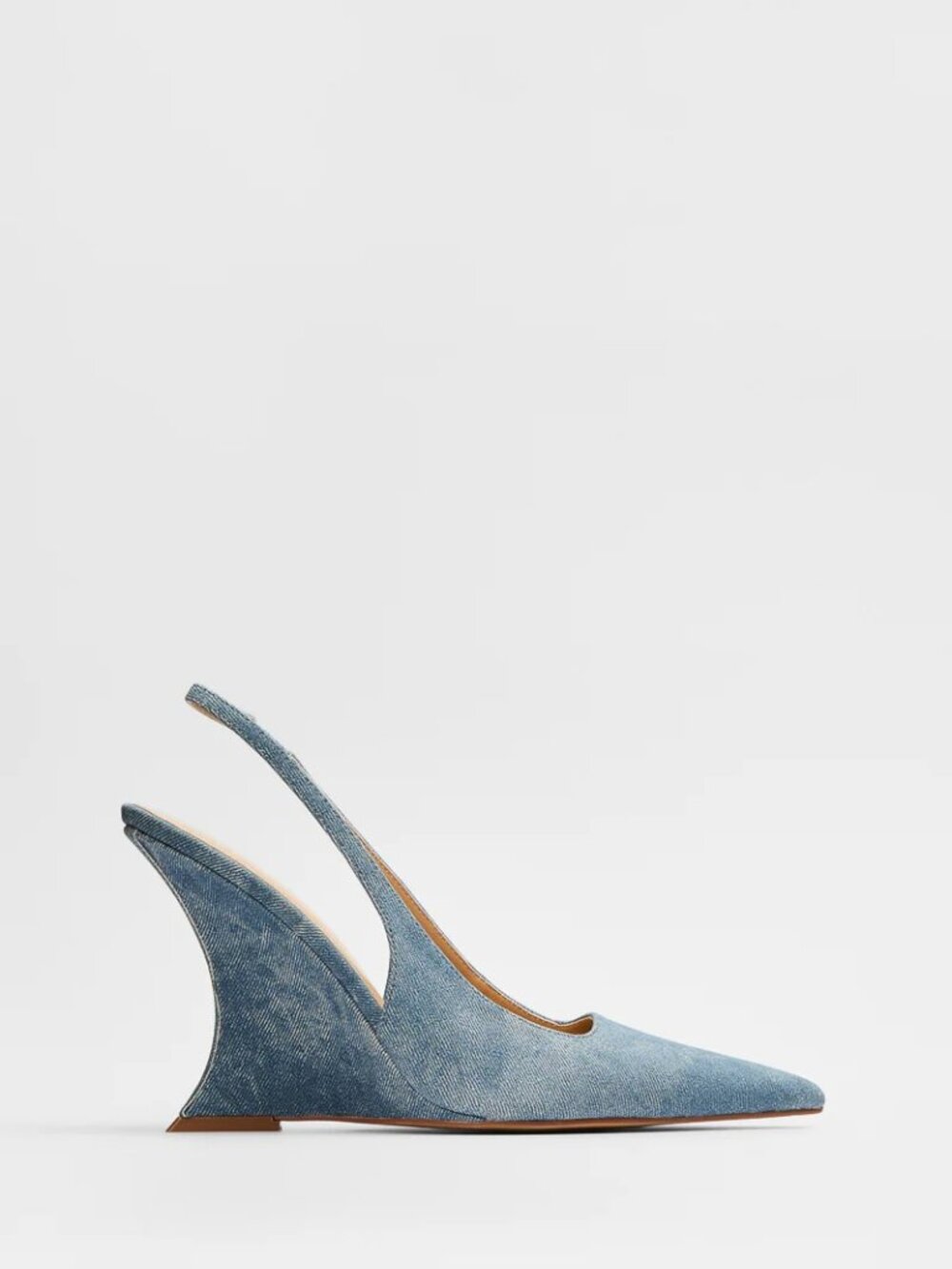 NEW! DENIM Light Blue Jeans Slingback Wedge Pump Heels Shoes | SIZE 8 - Picture 2 of 6